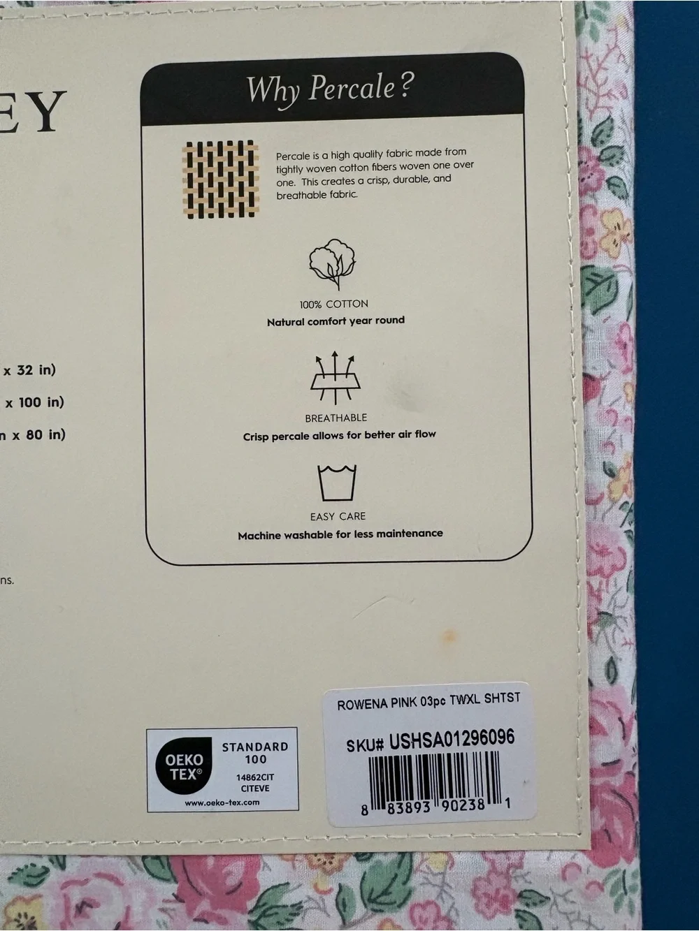 Laura Ashley Pink Floral Cotton 3PC Sheet Set Twin XL